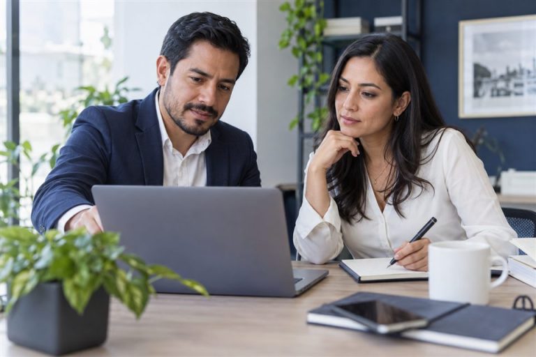 Escena ilustrativa de revisi&oacute;n de procesos con un consultor