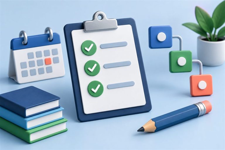 Ilustraci&oacute;n de planificaci&oacute;n, calendario y lista de tareas