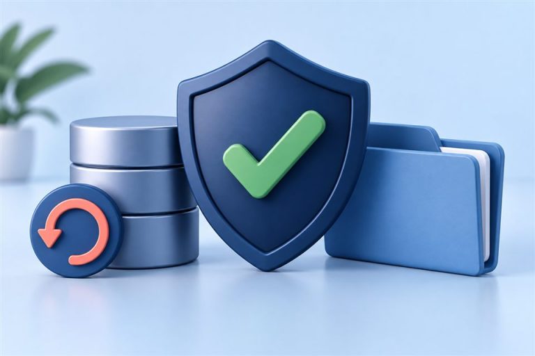 Ilustración de protección de datos y respaldos